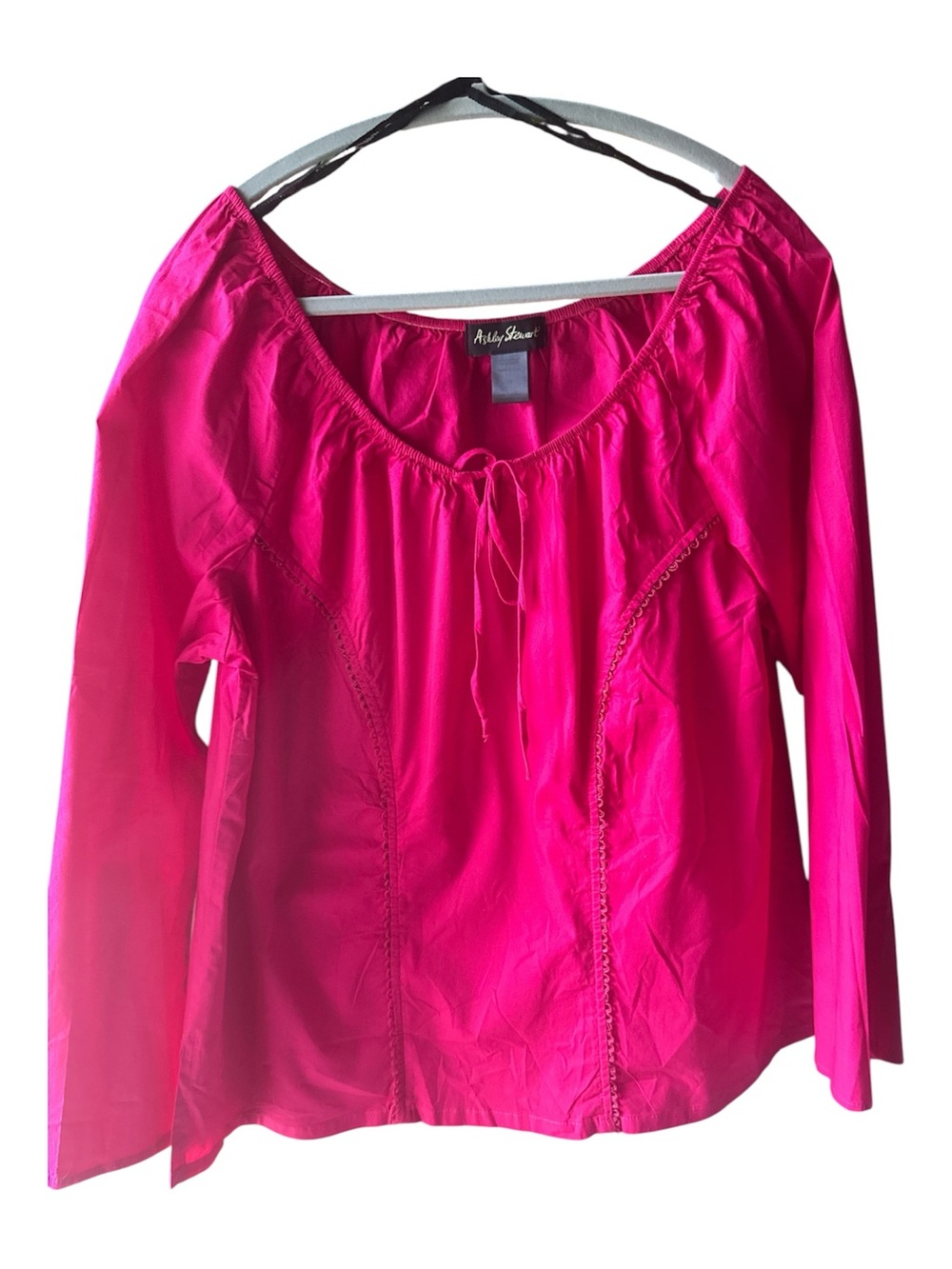 Ashley Stewart Bright hot pink-Peasant
-Style Blouse size 14